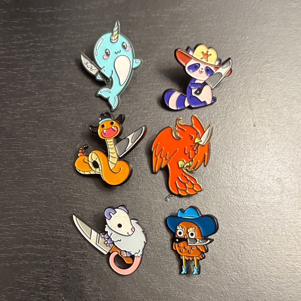 Animals With Knives Enamel Pin Set